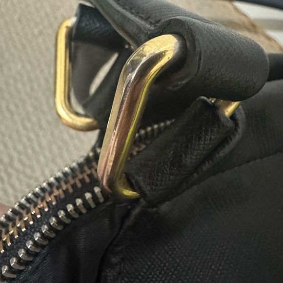 Black Saffiano Leather & Tessuto Vernice Bauletto Frame Bag - Prada - Picture 4 of 10